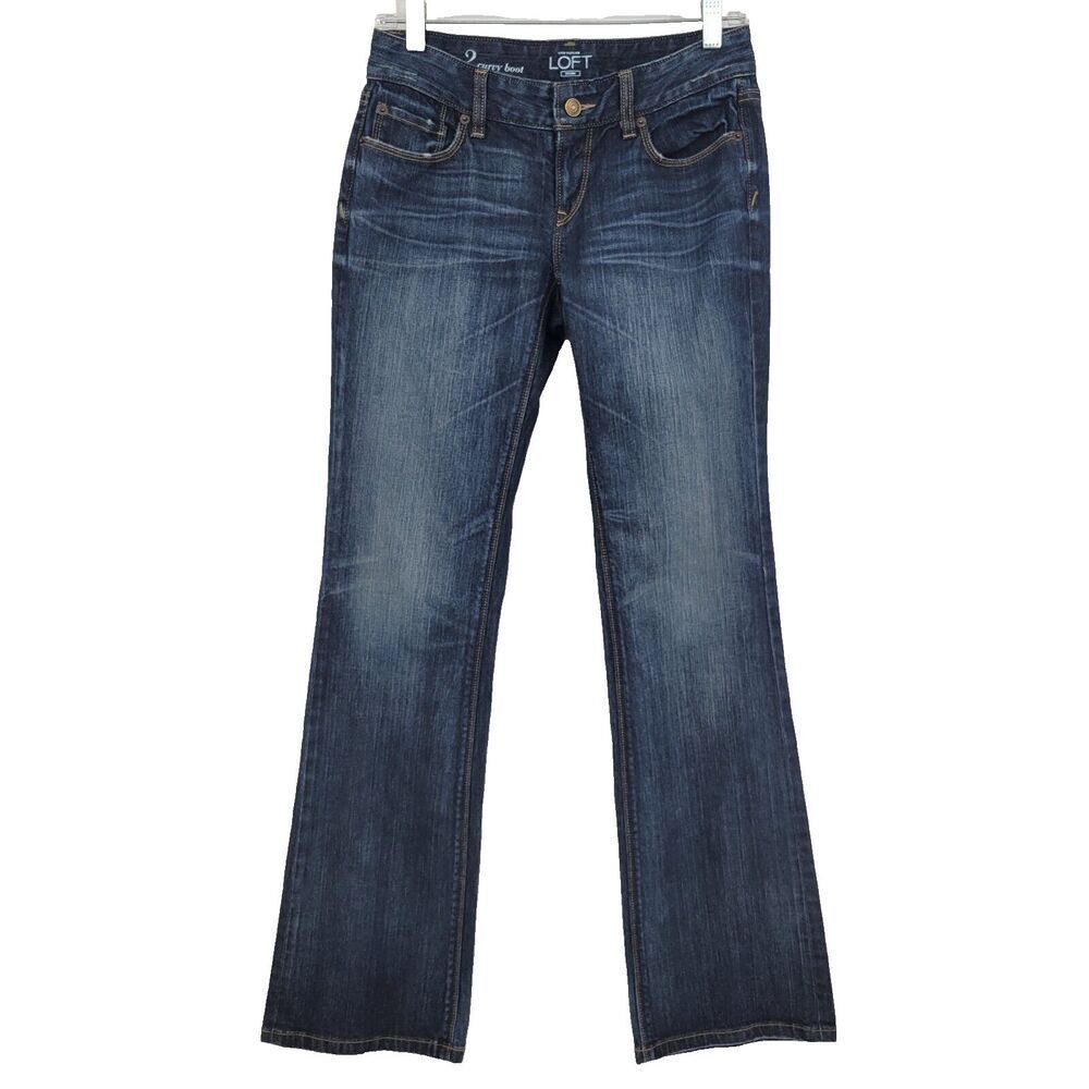 Ann Taylor LOFT Womens Jeans Size 26/2 Curvy Boot Dark Wash (Measures 28x33)